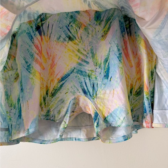 Gottex 2 Piece Athletic Skort & Top Set Womens L/XL Rainbow Workout Wear EUC - Picture 10 of 14